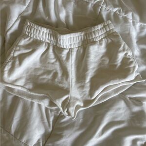 Garage White Athletic Shorts with Elastic Waistband